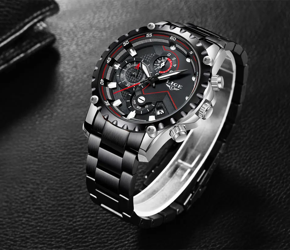 Lige top бренд Luxruy модные мужские часы Для мужчин Спорт Водонепроницаемый кварцевые часы для мужчин полный Сталь военные часы Relogio Masculino