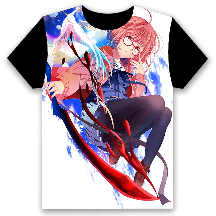 2 Мужская футболка аниме Kyoukai no Kanata Косплей-костюм Kuriyama Mirai короткий рукав унисекс черная футболка Летняя Повседневная мода Harajuku топы - Цвет: 2