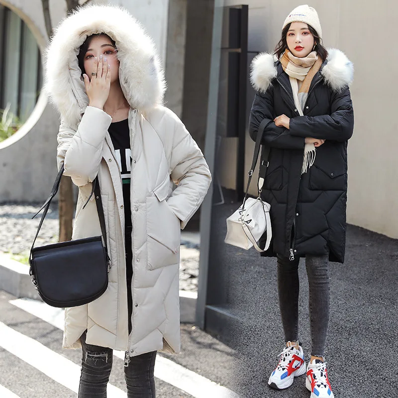 

According to Nalini 2019 Autumn South Korea Dongdaemun down Jacket Women's Mid-length Large Fur Collar Students BF Cotton-padded
