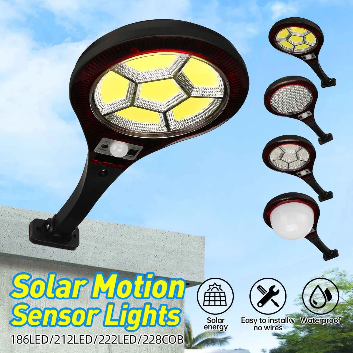 

Уличная лампа на солнечной батарее с датчиком движения, 222LED, 228COB