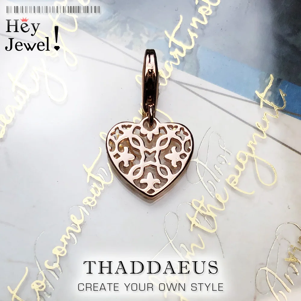 Женский браслет с подвеской украшение в виде сердца розовое золото серебро 925