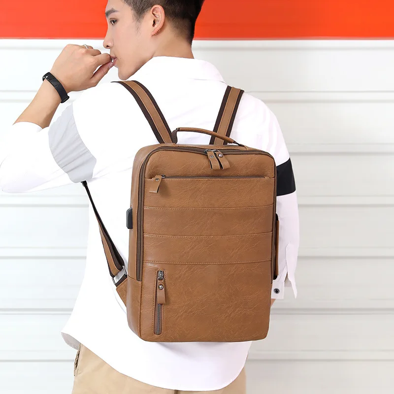 

Korean-style Backpack MEN'S Pu-Style Travel Bag Casual Men's Bag Fashion Computer Backpack Export
