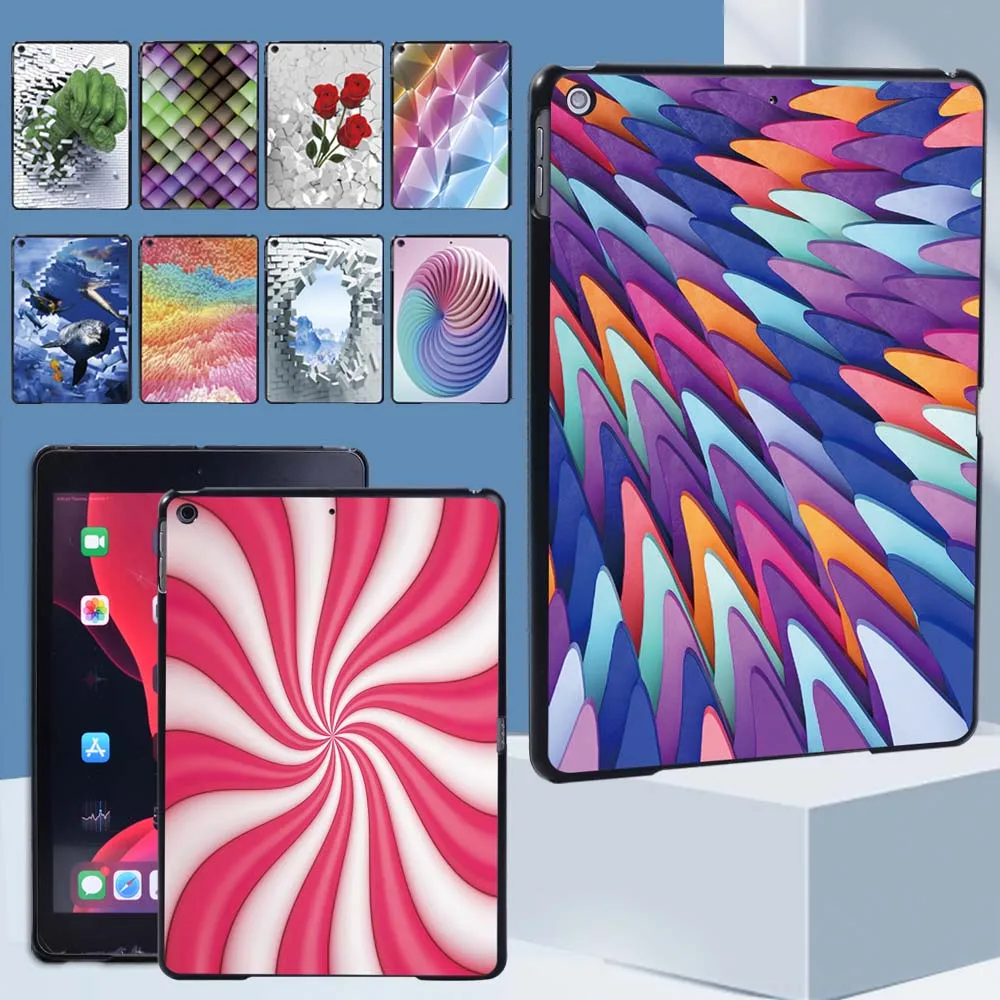 

Tablet Case for Apple IPad 8 2020 8th Gen 10.2" A2270 A2428 A2429 A2430 3D Series Pattern Plastic Hard Back Cover + Free Stylus
