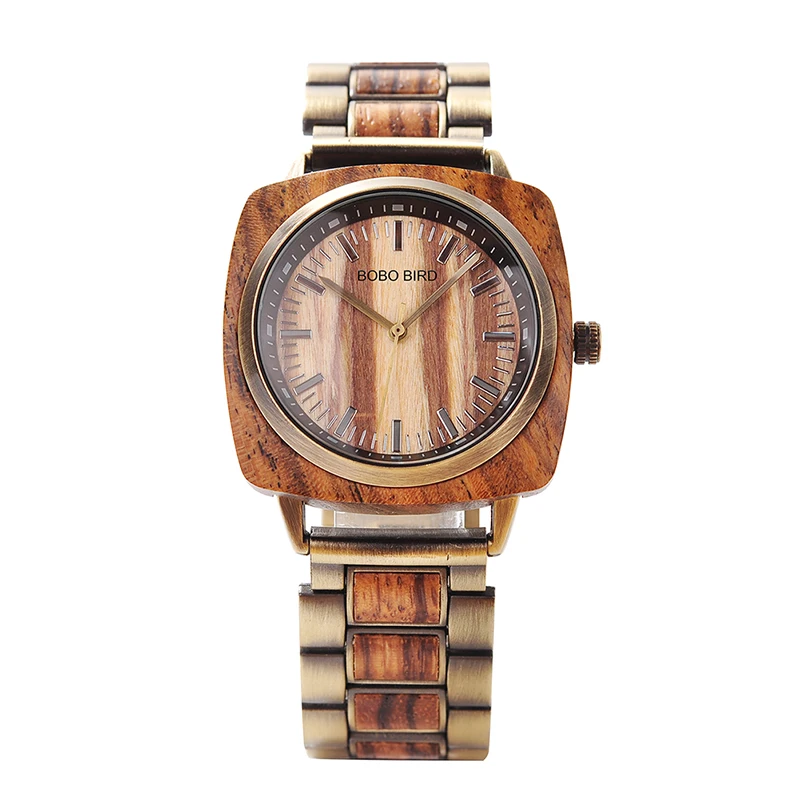 BOBOBIRD Модные мужские наручные часы из дерева и нержавеющей стали reloj hombre Рождественский подарок с бамбуковой коробкой капельками L-T06-1