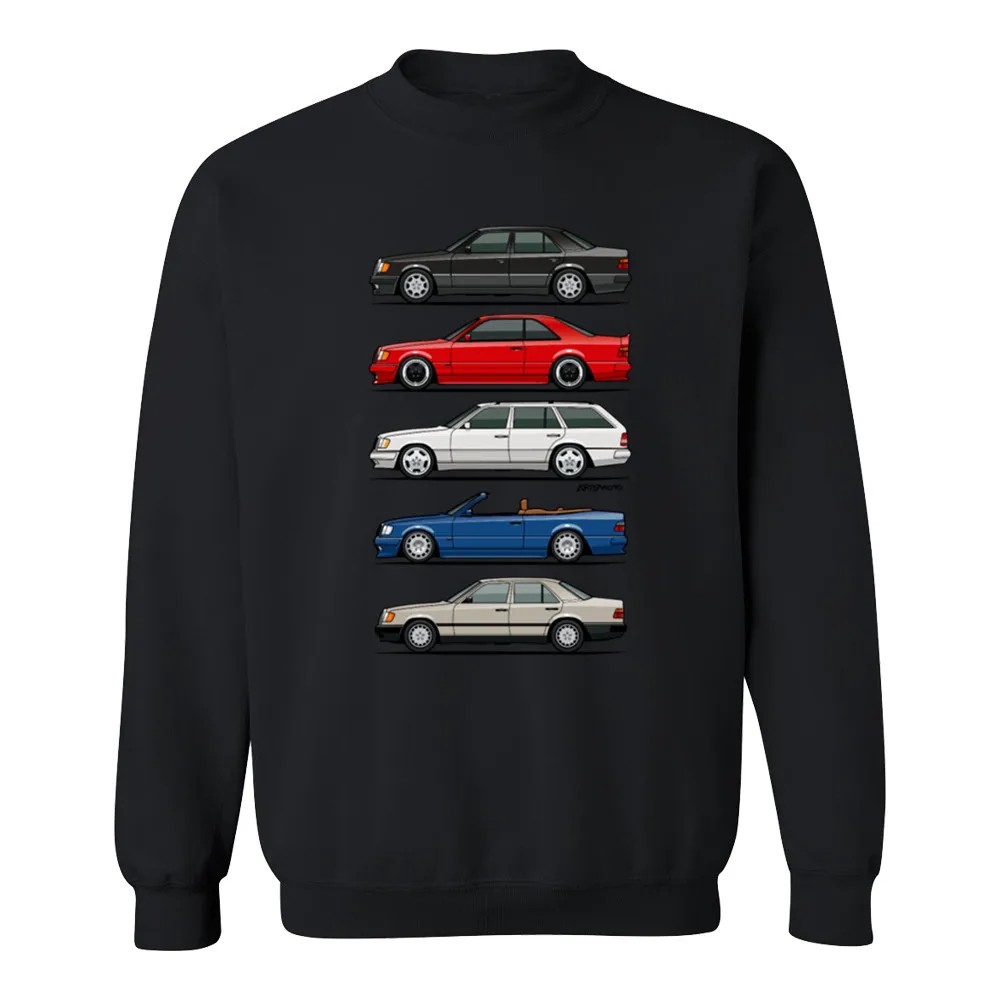 От стека Mercedes W124 E класс мужские толстовки Harajuku топы кофты с круглым вырезом