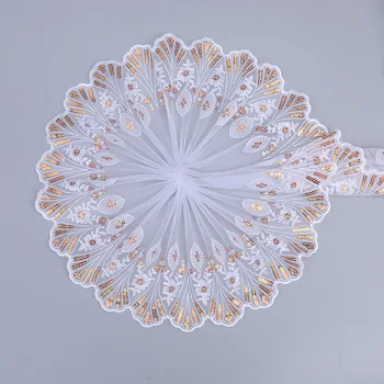 

Shaped Yarn Sequin Embroidery Lace 20CM Wide Home Textile Doll Skirt Fabric