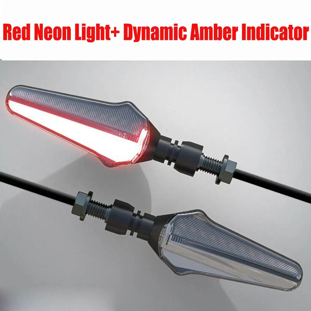 2x Modification Motorcycle Indicator Led Turn Signal Light Red/Blue/Red Neon Light& Flowing Dynamic Amber Indicator Signal Lamp