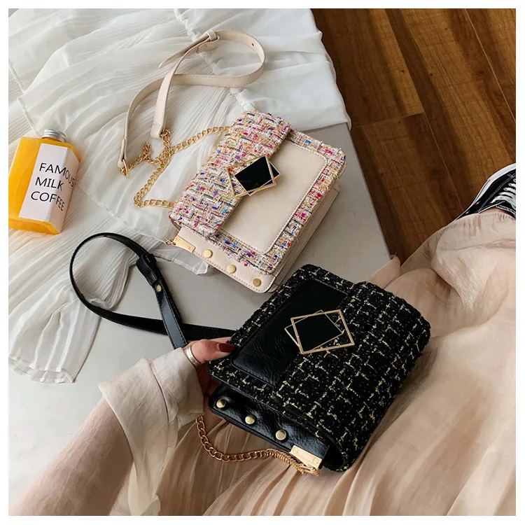 Winter Fashion Woolen Woman Chain Small Luxury Handbags Women Messenger Crossbody Bags Female For Designer Flap Shoulder Bag