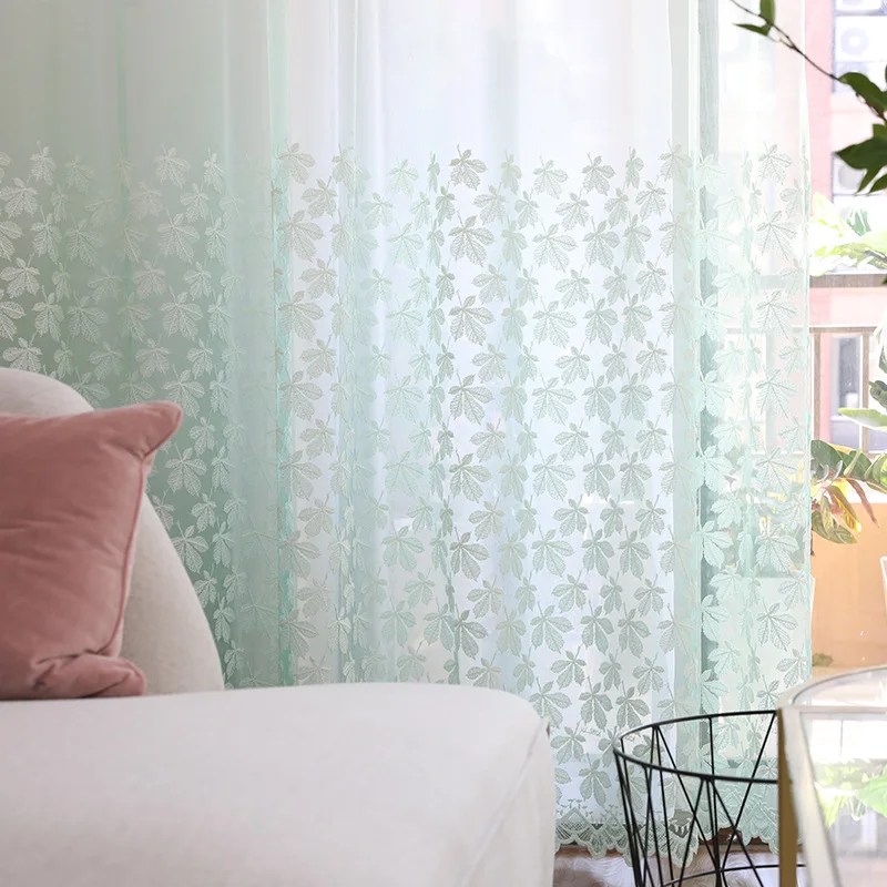 Tiyana, градиентные тюлевые прозрачные шторы для гостиной, спальни, деревенские листья, для кухни, для дома, отвесные шторы, Декор, тюль, JK057X