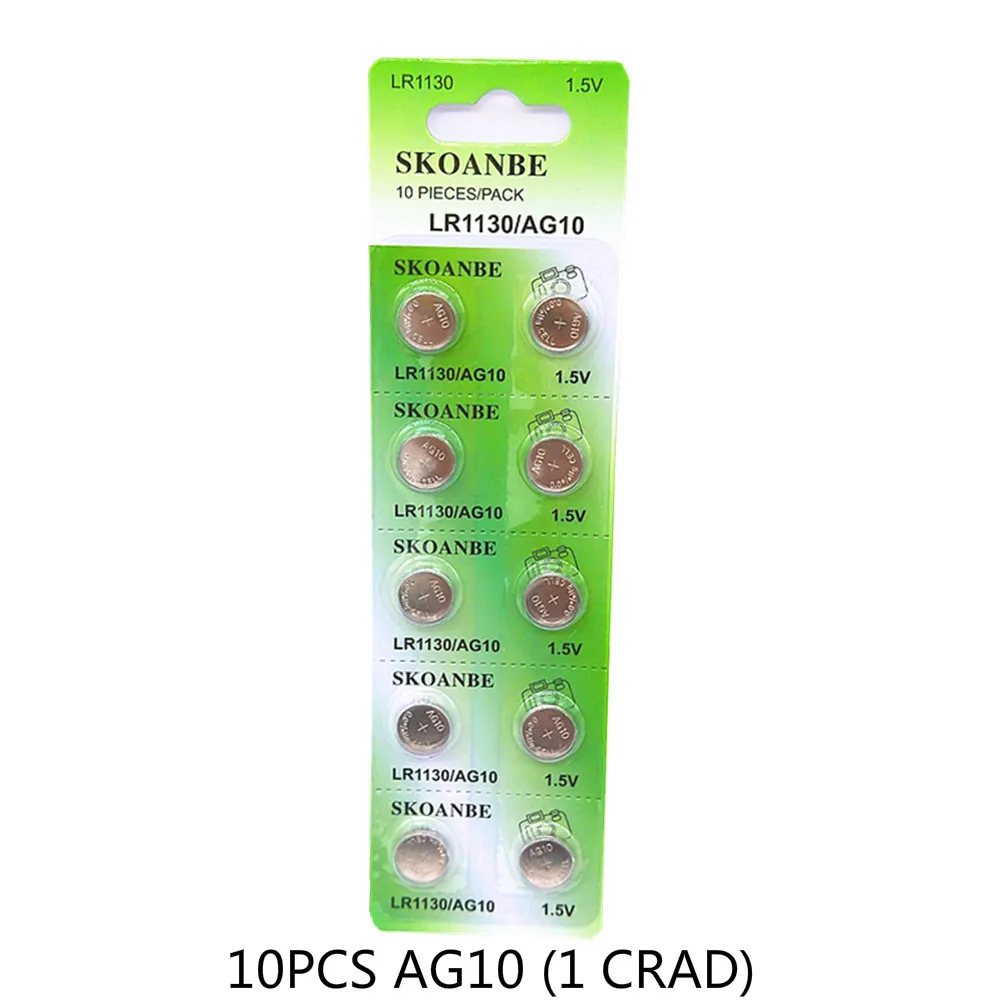 OOLAPR 10 шт. = 1 карта зеленый AG10 L1131 AG10 LR54 LR1130 389 189 1,5 В Кнопка батарея монета батарея литий-ионные часы-игрушка литиевая летучая мышь