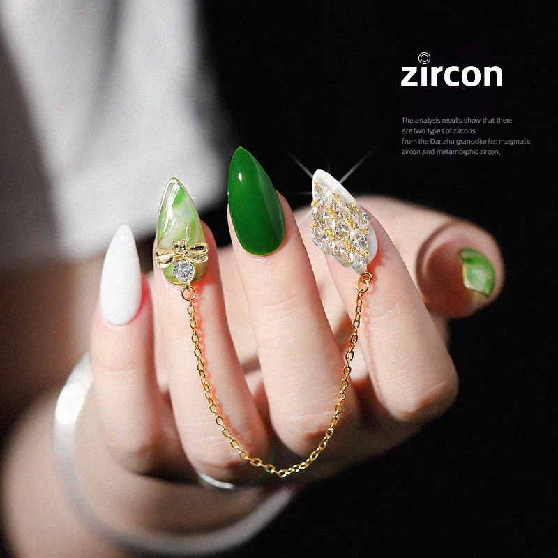 

2 pieces water drop Crystal Dangle Chain Charms Nail Jewelry Decorations 13 type luxury Zircon Crystal Rhinestones For Nails
