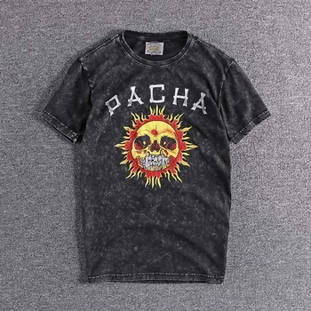 

2020 European and American retro cartoon sun print versatile men's round neck short sleeve T-shirt high quality cheap T on sale