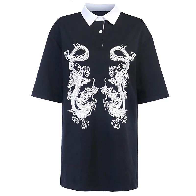 2020 New Dragon Print Vintage Gothic Female T-shrits Spring Egirl Grunge Punk Emo Aesthetic Harajuku Tshirt Women Chic