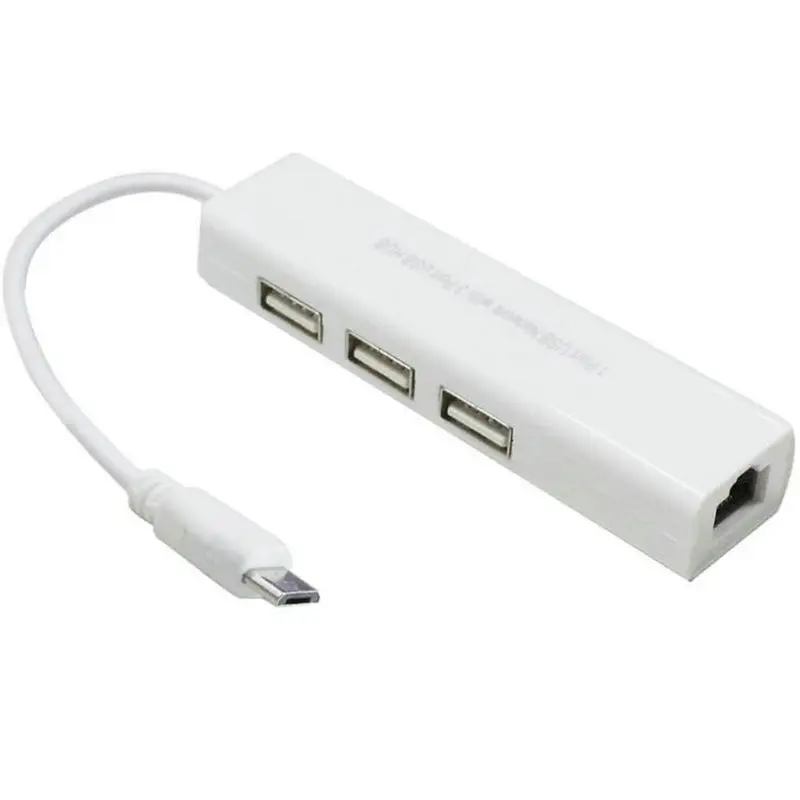 MICRO USB Ethernet адаптер usb-хаб RJ45 Lan сетевая карта для Mac iOS Windows 98SE/2000/ME/XP/Vista/7 с 3 портами USB 2,0 концентратор