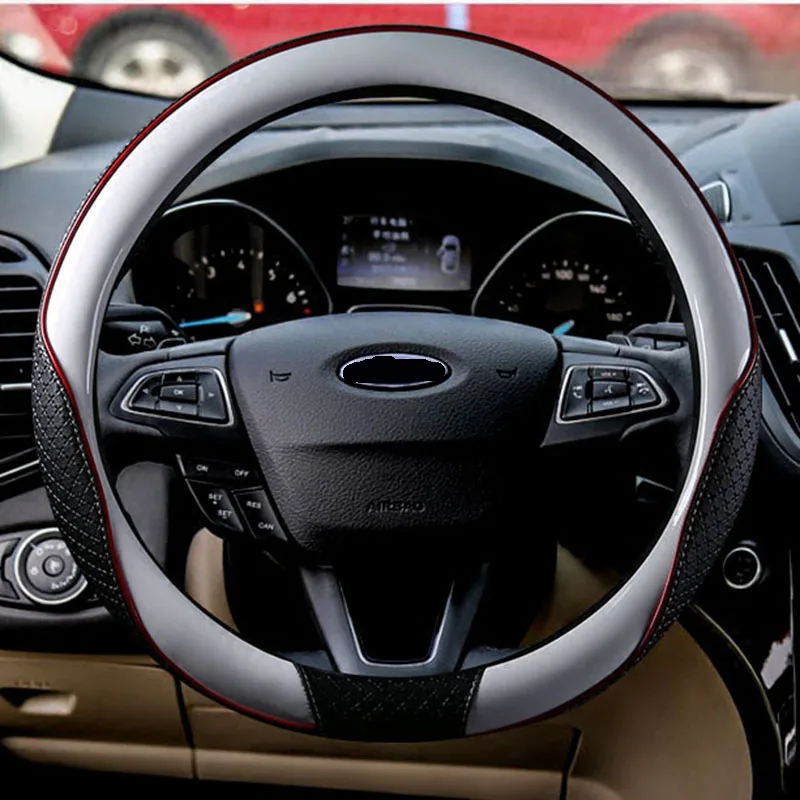 Роскошный автомобильный чехол на руль 38 см модные красочные чехлы на руль кожаные авто аксессуары для интерьера для женщин леди Новинка - Название цвета: Белый