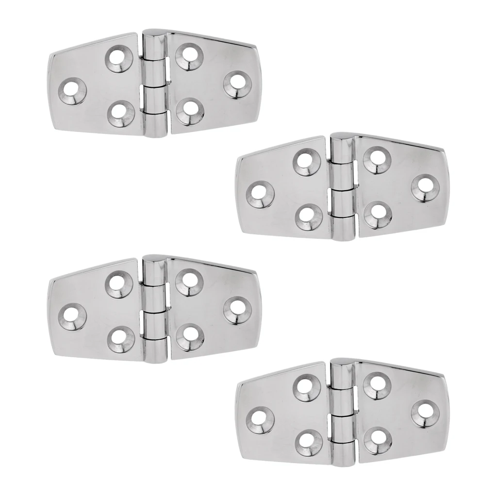 4 Pieces High Polished 316 Stainless Steel Strap Hinge Door Hinge Flush Mount Deck Hardware for Marine Boat Yacht RV Caravan