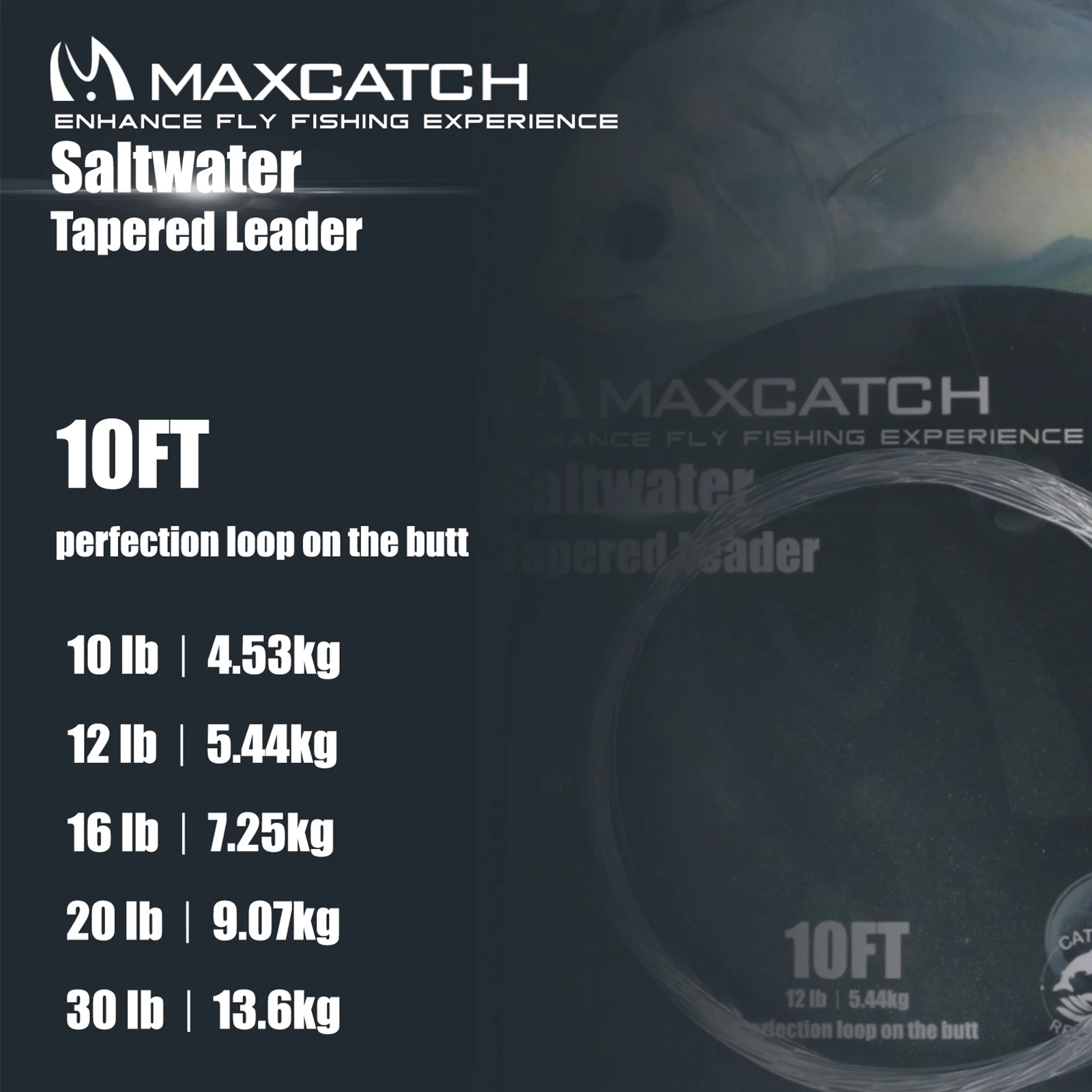 Saltwater Tapered Leader Fly Fishing Line 6pc 10FT 10-30LB with Loops 1 set