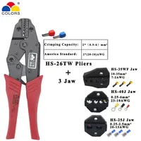 Tool HS-26TW Plier 2*20-10AWG ratchet crimping plier european style insulated and non-insulated ferrules length 230mm hand tool 2