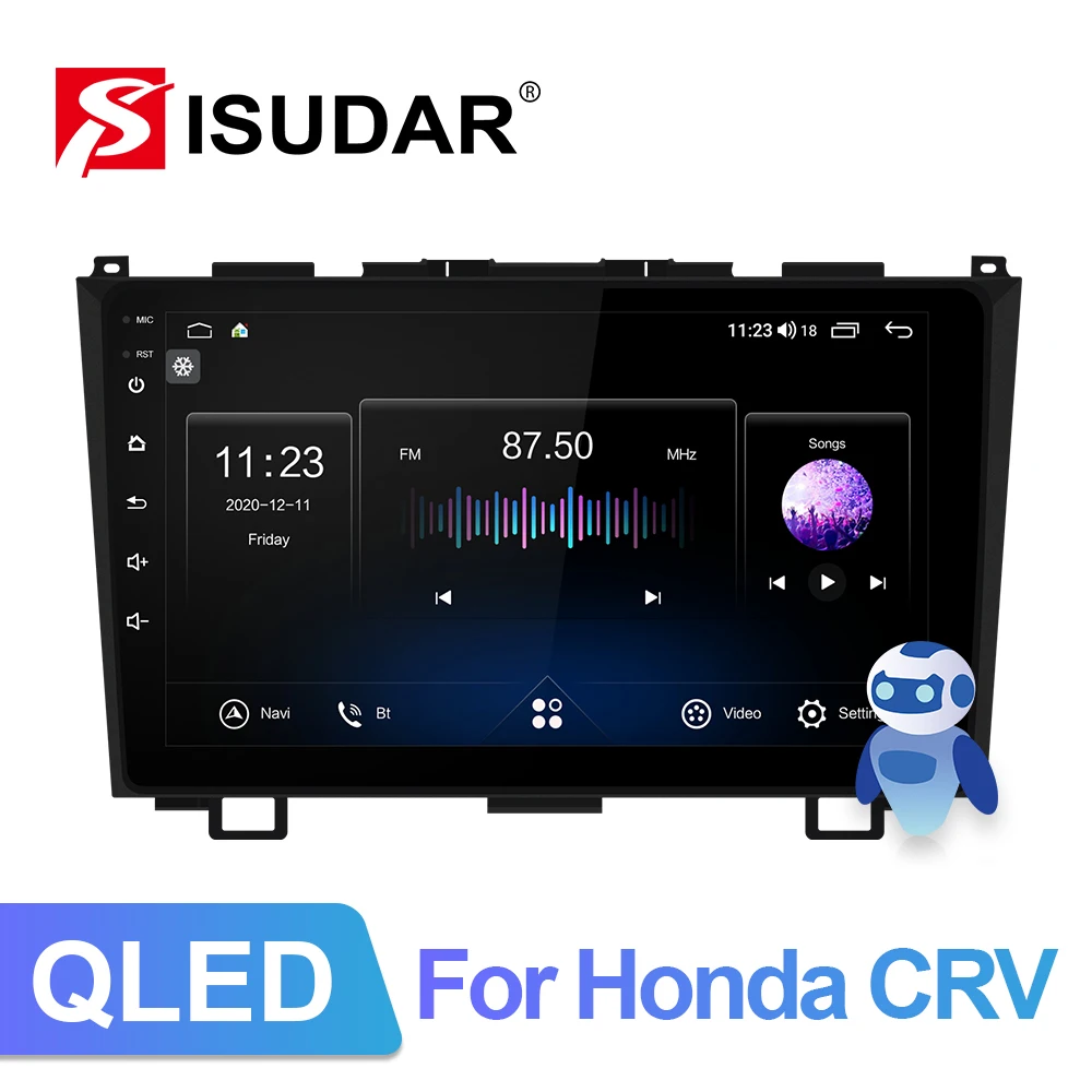 ISUDAR V72 QLED Android 10 Car Radio For Honda/CRV/CR-V 2006 2007-2011 GPS Navigation Car Multimedia 8 Core RAM 6G 4G no 2din