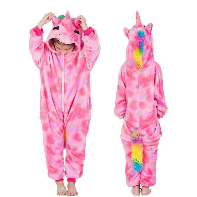 Closed eyes Unicorn Кигуруми Пижамы с единорогом; детские комбинезоны с изображением единорога; зимняя одежда для сна; детские пижамы для мальчиков и девочек; костюм; детские пижамы - Color: Closed eyes Unicorn