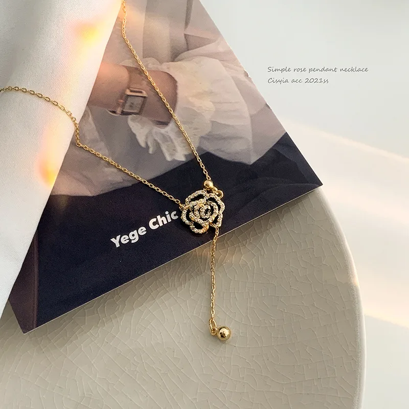Rose Flower Woman Necklace Personality 