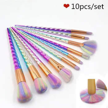 

10pcs laser Unicorn Makeup Brushes Set Cosmetic Make Up Brush Foundation Blending Face Power Eye Beauty Cosmetics Makeup Tool