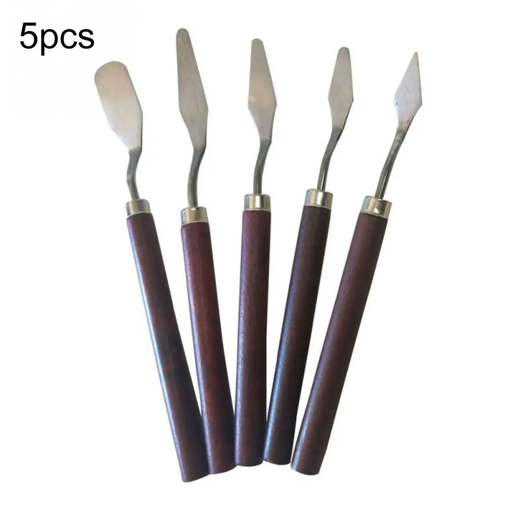 5 pièces/ensemble en acier inoxydable artiste peinture à l'huile couteau Palette utilitaire mixte grattoir ensemble spatule couteaux outils enfants jouets éducatifs