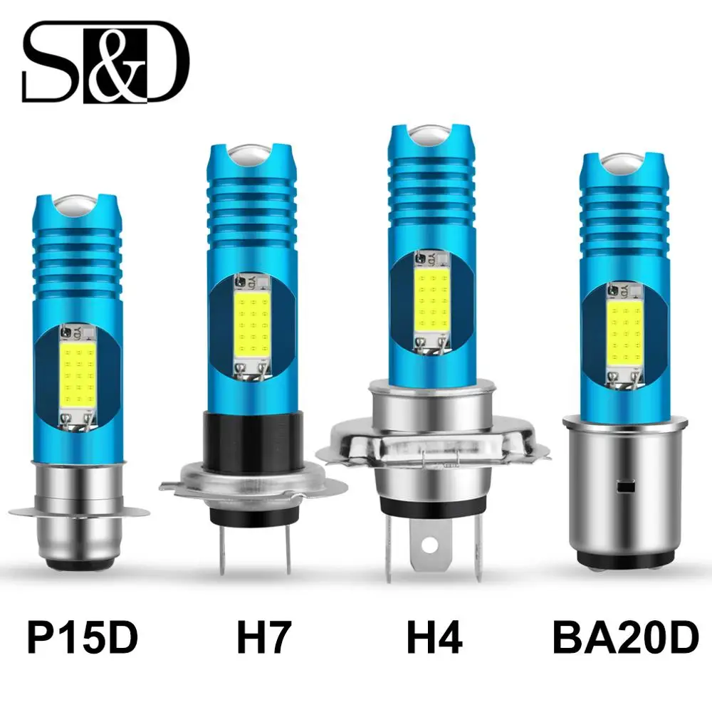 Суперъяркая фара для мотоцикла H7 P15D H6 BA20D LED H4 COB RGB Сменные лампы 80 Вт 12 в 24 В