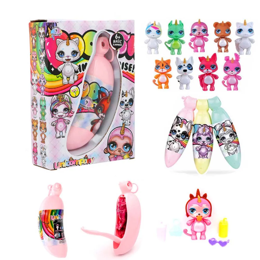 

Cute Unicorn Styles Banana Unicorn Poopsie Surprise Ball Squishy Kitties Slime Squish Smooshy Soft quishy for girl gift Toys