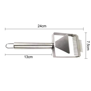 

Hot Honey Spatula Scraper Stainless Steel Double-tooth Cutting Honey Fork Scraping Beehive Nest Box Tool Multi-purpose