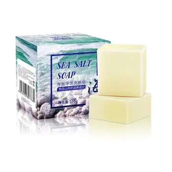 

100g Natural Acne Treatment Sea Salt Soap Milk Sea Soap Moisturizing Face Pores whitening Salt Care Pimple Soap Remove X8F8