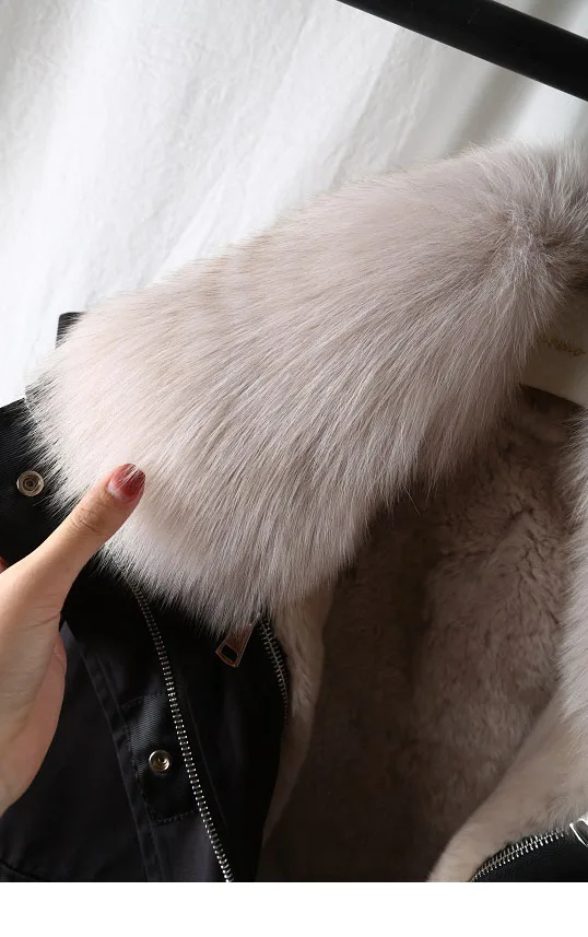 OFTBUY стиль сафари парка пальто из натурального меха зимняя куртка для женщин натуральный Лисий меховой воротник Рекс кролик верхняя одежда на подкладке съемная