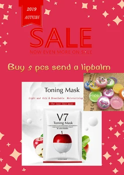 

Free Lipbalm V7 Lazy face mask Fruit Toning Youth Moisturizing Oil Control Hydrating Nourishing Wrapped Mask Skin Care
