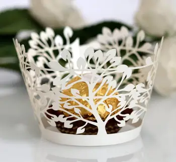 

50/100pcs Leaves Little Vine Laser Cut Cupcake Wrapper Liner Baking Cup For Home Wedding Decor Birthday Christmas Party Supplies