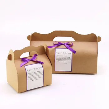 

cupcake 10pcs Cake Food Kraft Paper Box With Handle Boxes Christmas Birthday Wedding Party Candy Gift Packing