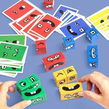 Bloc de construction Cube magique en bois pour enfants, jouet, puzzle, Expression, Anti Stress, jeux éducatifs, jeu de réflexion logique, cadeau