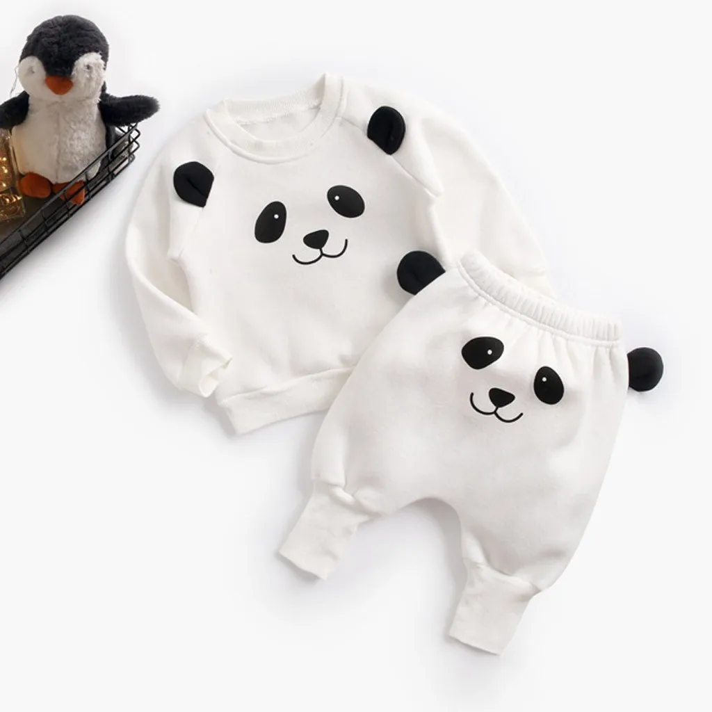 Одежда для новорожденных мальчиков и девочек зимний комплект одежды топы с рисунками животных для маленьких мальчиков, флисовые Гаремные Брюки Одежда