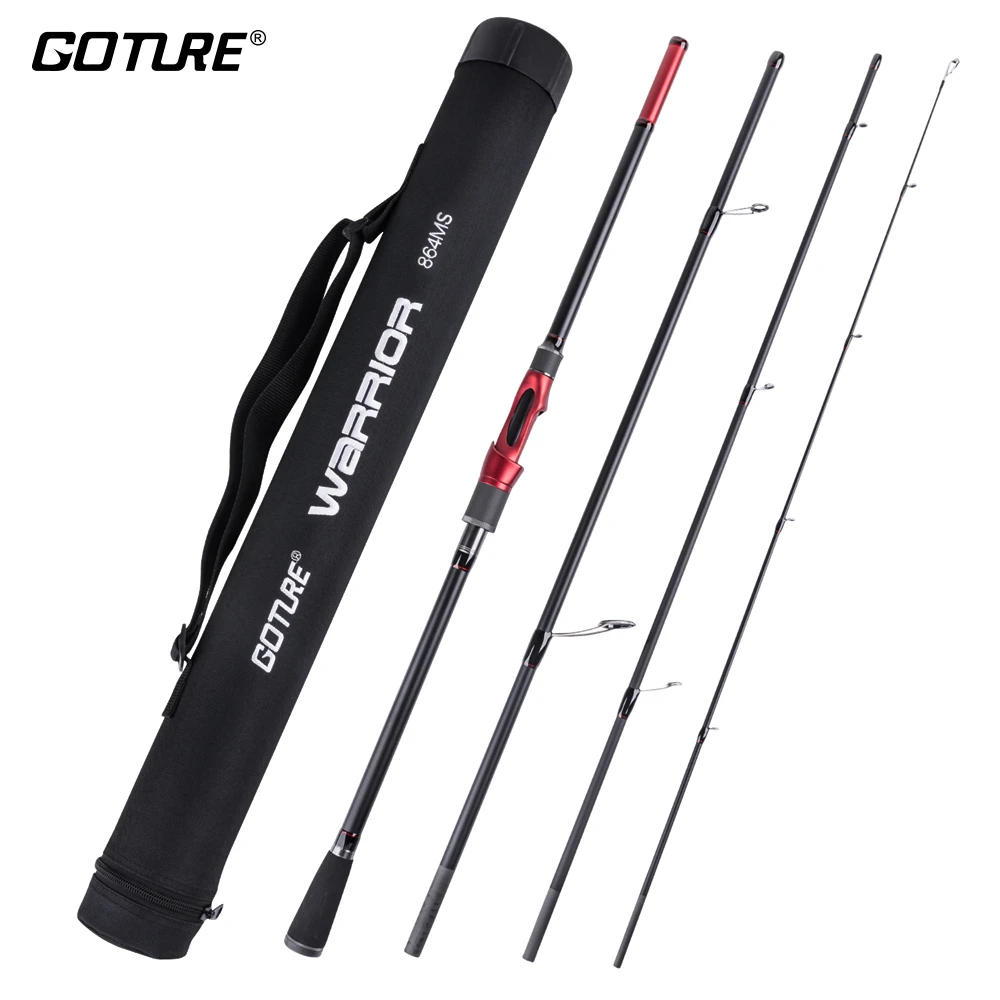 Goture WARRIOR Fishing Rod 2.7M 2.4M 2.28M 2.13M 4 Pieces Carbon Fiber  Spinning Casting Travel Rods with Portable Bag