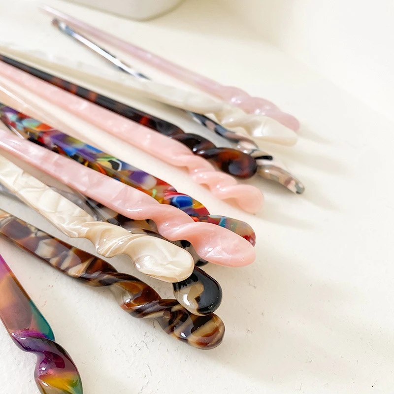 Fashion Chinese Style Hair Sticks Vintage Acetate Chopstick Women Hairpins Hair Clips Pins Wedding Jewelry Accessories