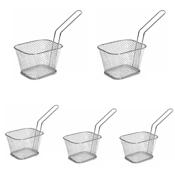 

5 Pcs Mini Fry Baskets Portable Fryer Basket Strainer Serving Food Cooking French Fries Basket Colander Kitchen Tool