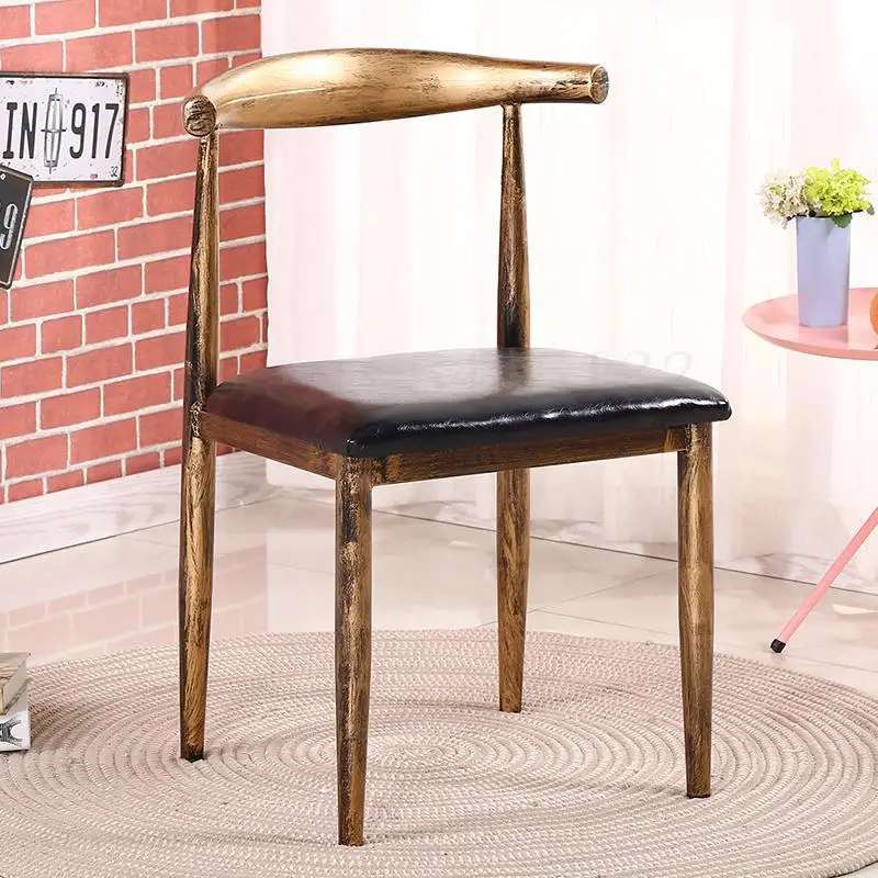 Имитация твердой древесины Железный клаксон стул табурет кофе Ресторанный стол и стул простой обеденной стул чайный десертный стол и стул com - Цвет: Boom  Clap  1