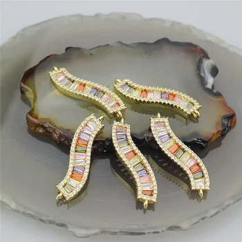 

28mm 10pcs/lot Fashion rainbow cz connector, colorful cubic zircon charm,handmade diy bracelet/necklace component