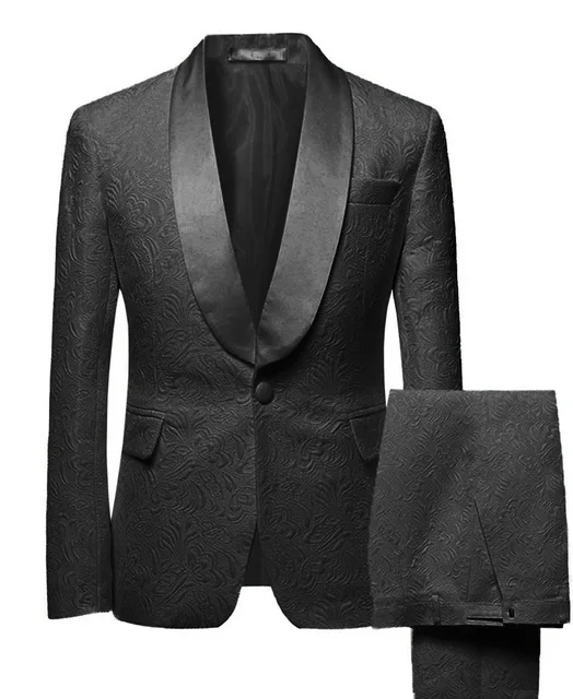 Белый цвет слоновой кости шаль воротник мужские костюмы 2 шт. Slim Fit костюм мужской пиджак жениха смокинги для свадебного платья вечернее(Блейзер+ брюки+ галстук - Цвет: as the image