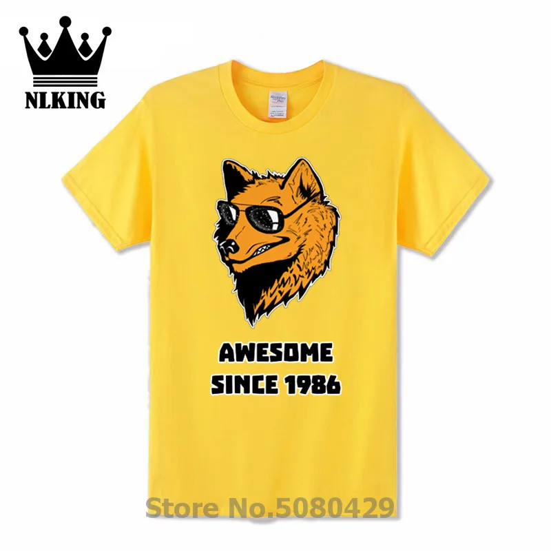 Футболка с надписью Awesome Since 1986 Футболки для дня рождения изображением собак и