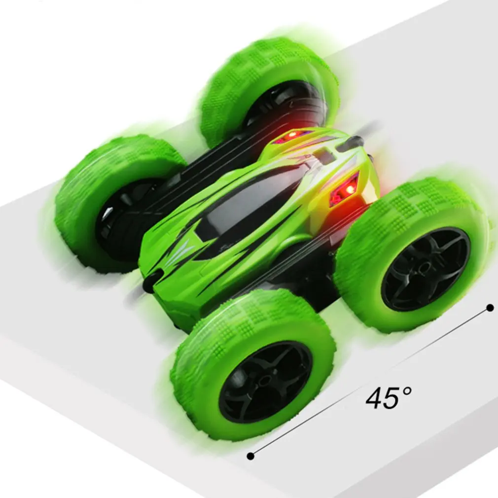 Внедорожный автомобиль с дистанционным управлением, четырехколесный трюковый автомобиль с крутым освещением 2,4G, двухсторонний трюк, игрушечный мешок с пультом дистанционного управления