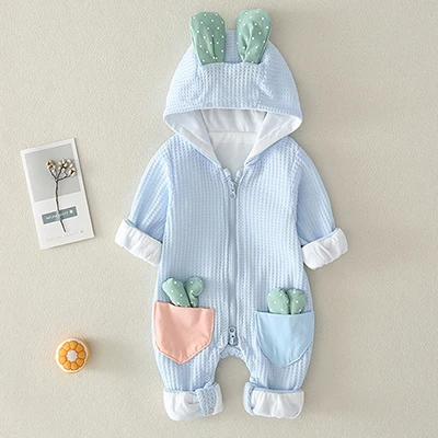 light blue Осенний комбинезон для новорожденных с изображением яйца+ повязка на волосы для девушек и мальчиков Детский комбинезон с длинными рукавами - Цвет: light blue