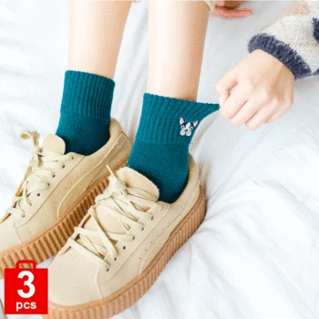

Autumn And Winter socks women Cotton Women's socks Thick warm Cartoon puppy embroidery Terry sock Slip-resistant