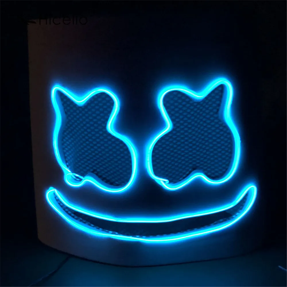 DJ светодиодный маска Marshmellos светящиеся маски ночной клуб EVA вечерние костюмы белая маска взрослый костюм на Хэллоуин Бар фестиваль Hicello - Цвет: Blue