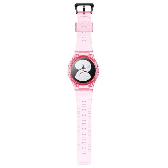 ANBEST Transparent Band+Case for Samsung Galaxy Watch 4 Newest Soft Clear Sport Strap 40mm for Galaxy Watch 4 Bracelet Watchband Pink