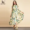 LD LINDA DELLA 2022 Summer Fashion Runway Vacation Chiffon Dress Women Bow Collar Floral Print Holiday Party Elegant Midi Dress ► Photo 1/4